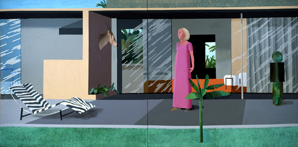 DAVID HOCKNEY "BEVERLY HILLS HOUSEWIFE" ACRYLIC ON  2 CANVASS 72 X144"