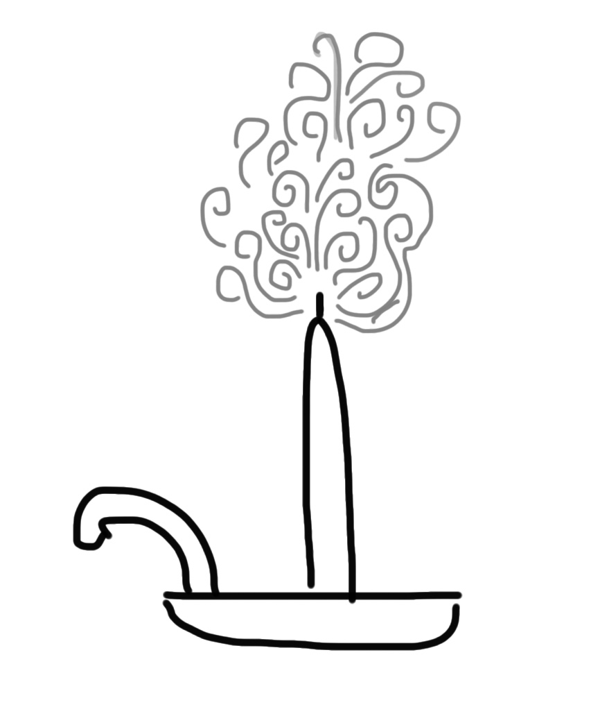 drawing of a candle with smoke